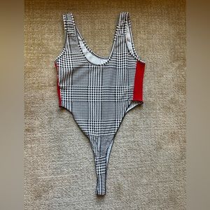 Textured Glen Plaid Bodysuit